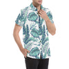 Pattern Tropical Palm Leaves Men's Short Sleeve Button Up Shirt