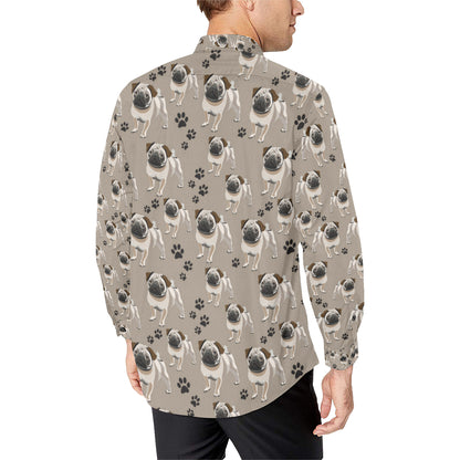Pug Pattern Print Design A04 Men's Long Sleeve Shirt