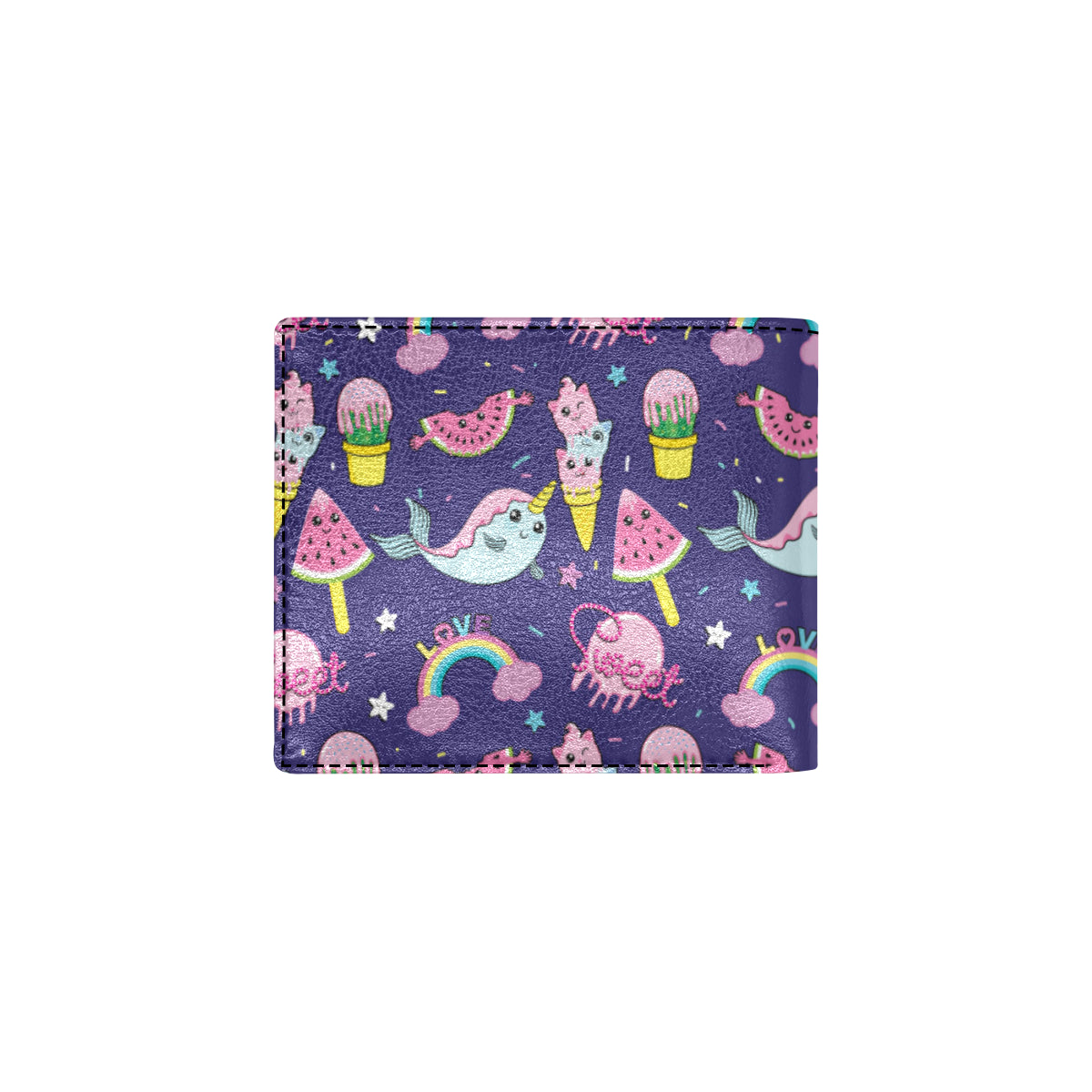 Narwhal Cute Pattern Print Design 02 Men's ID Card Wallet