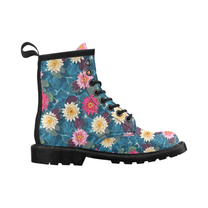 Water Lily Pattern Print Design WL05 Women's Boots