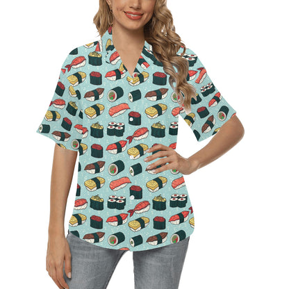 Sushi Pattern Design Women's Hawaiian Shirt