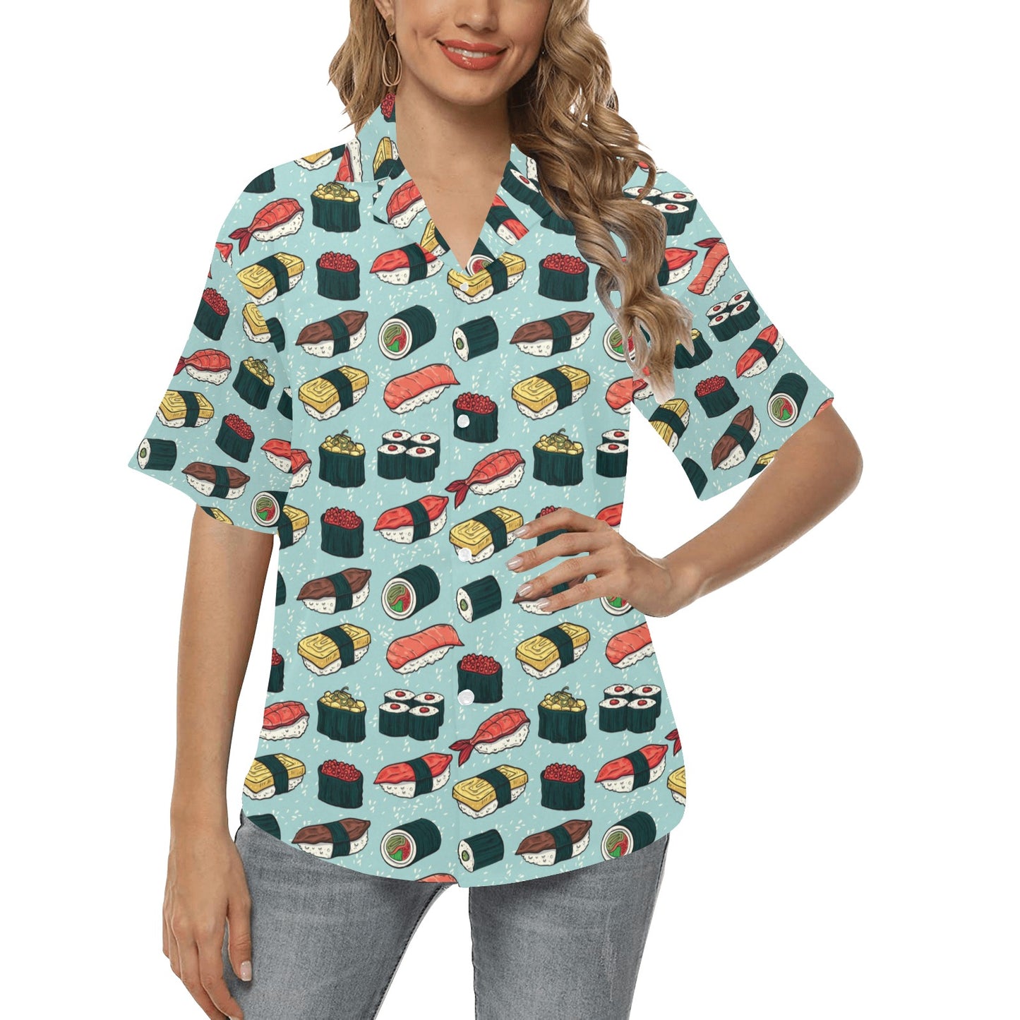Sushi Pattern Design Women's Hawaiian Shirt