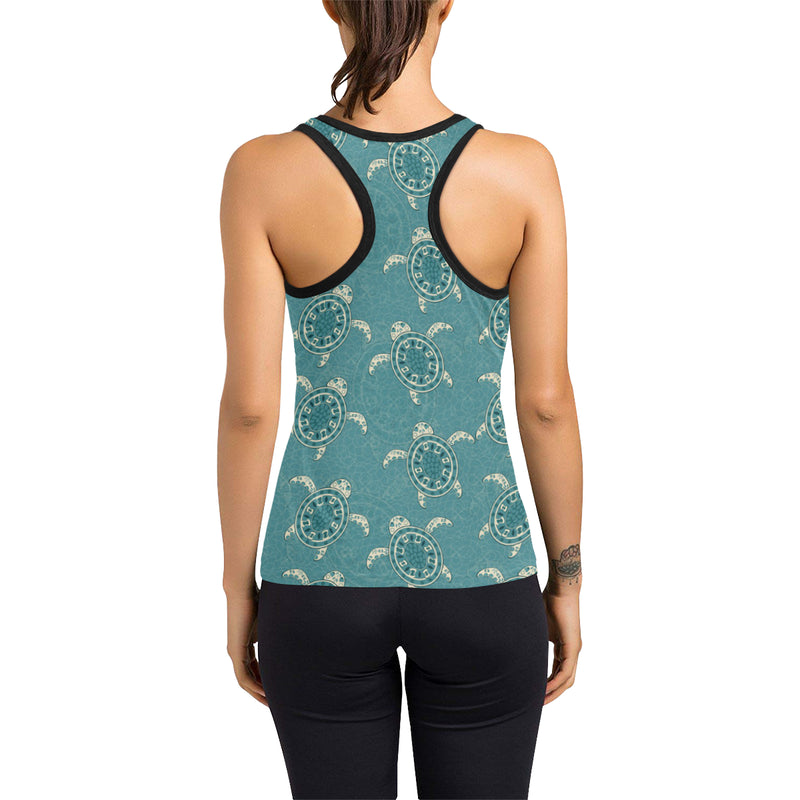 Sea Turtle Pattern Print Design T02 Women's Racerback Tank Top