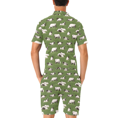 Cow on Grass Print Pattern Men's Romper