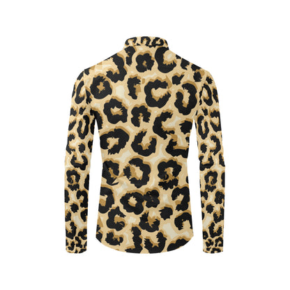 Jaguar Skin Pattern Print Design 02 Men's Long Sleeve Shirt