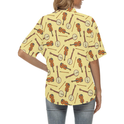 Banjo Violin Pattern Print Design 01 Women's Hawaiian Shirt