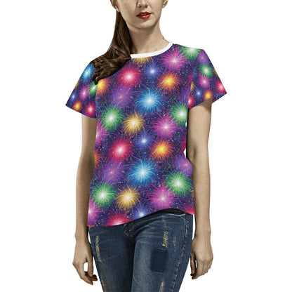 Firework Colorful Print Design LKS301 Women's  T-shirt