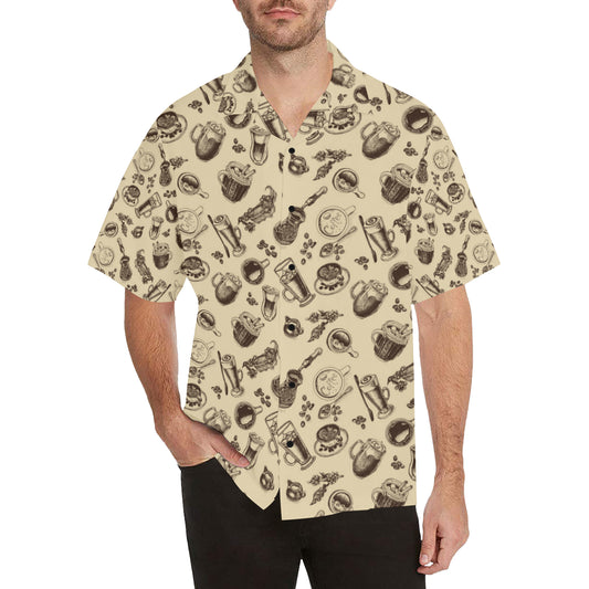 Coffee Pattern Print Design 05 Men's Hawaiian Shirt
