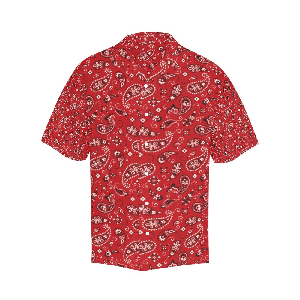 Bandana Paisley Red Print Design LKS3011 Men's Hawaiian Shirt
