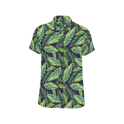 Tropical Flower Pattern Print Design TF06 Men's Short Sleeve Button Up Shirt