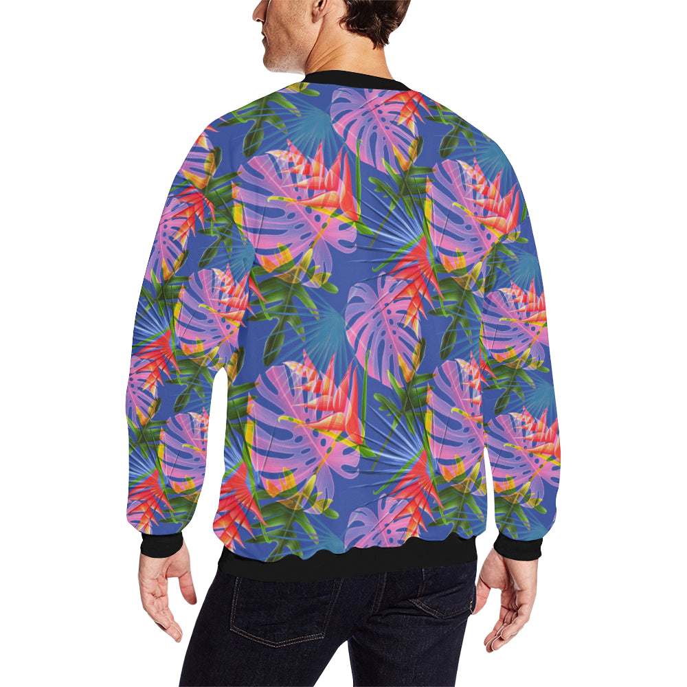 Tropical Flower Pattern Print Design TF025 Men Long Sleeve Sweatshirt