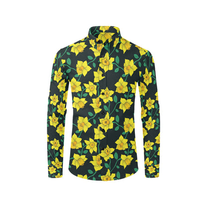 Daffodils Pattern Print Design DF03 Men's Long Sleeve Shirt