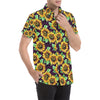 Sunflower Pattern Print Design SF012 Men's Short Sleeve Button Up Shirt