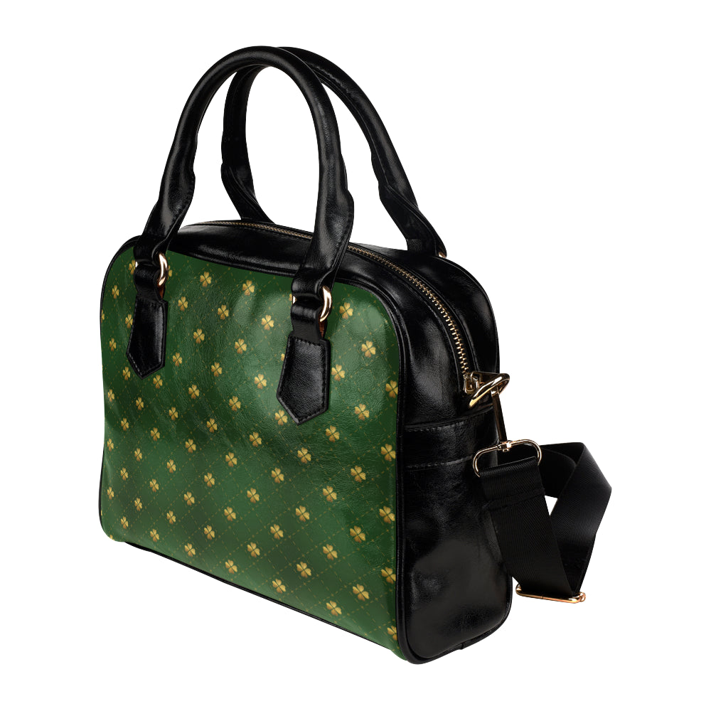 Clover  Pattern Print Design 01 Shoulder Handbag