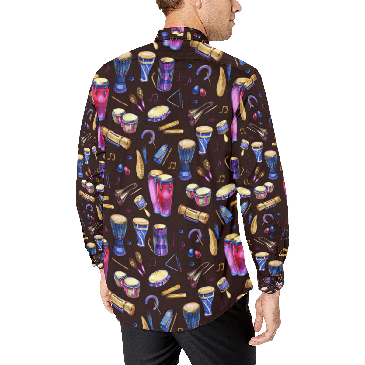 Percussion Neon Pattern Print Design 04 Men's Long Sleeve Shirt