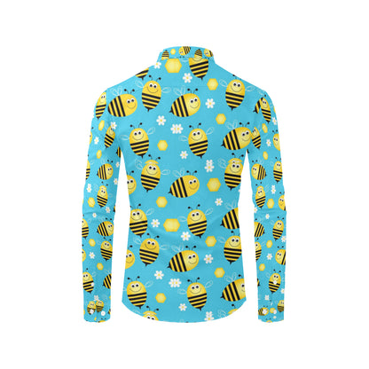 Bee Pattern Print Design BEE06 Men's Long Sleeve Shirt