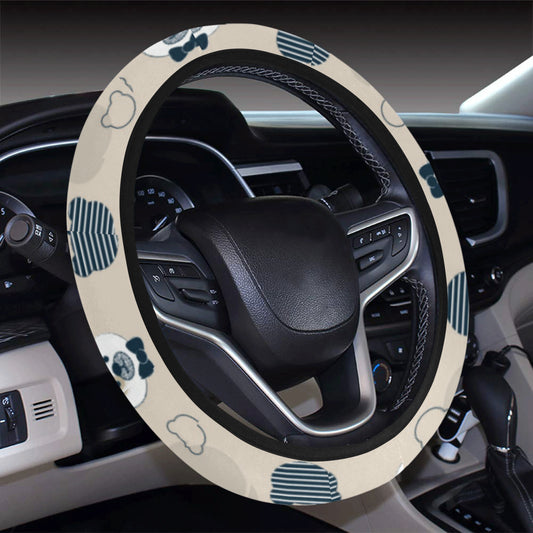 Bear Pattern Print Design 05 Steering Wheel Cover with Elastic Edge