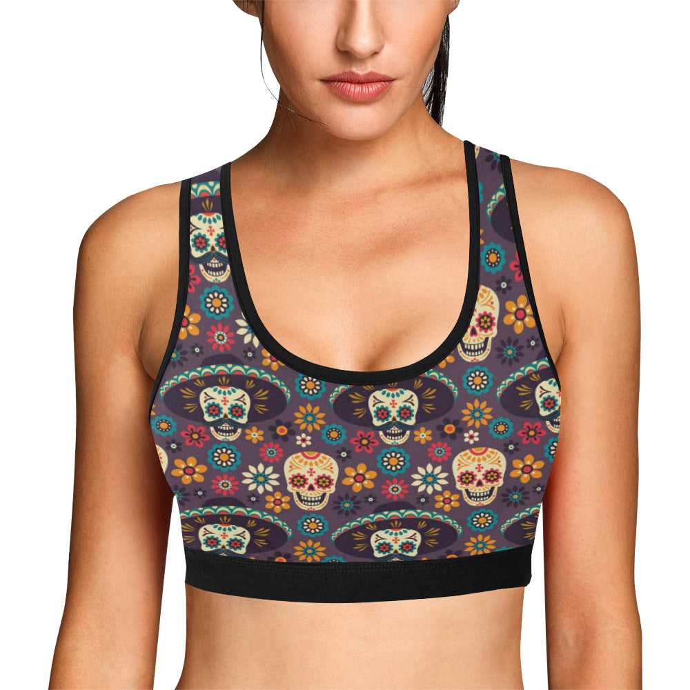 sugar skull Maxican Pattern Sports Bra