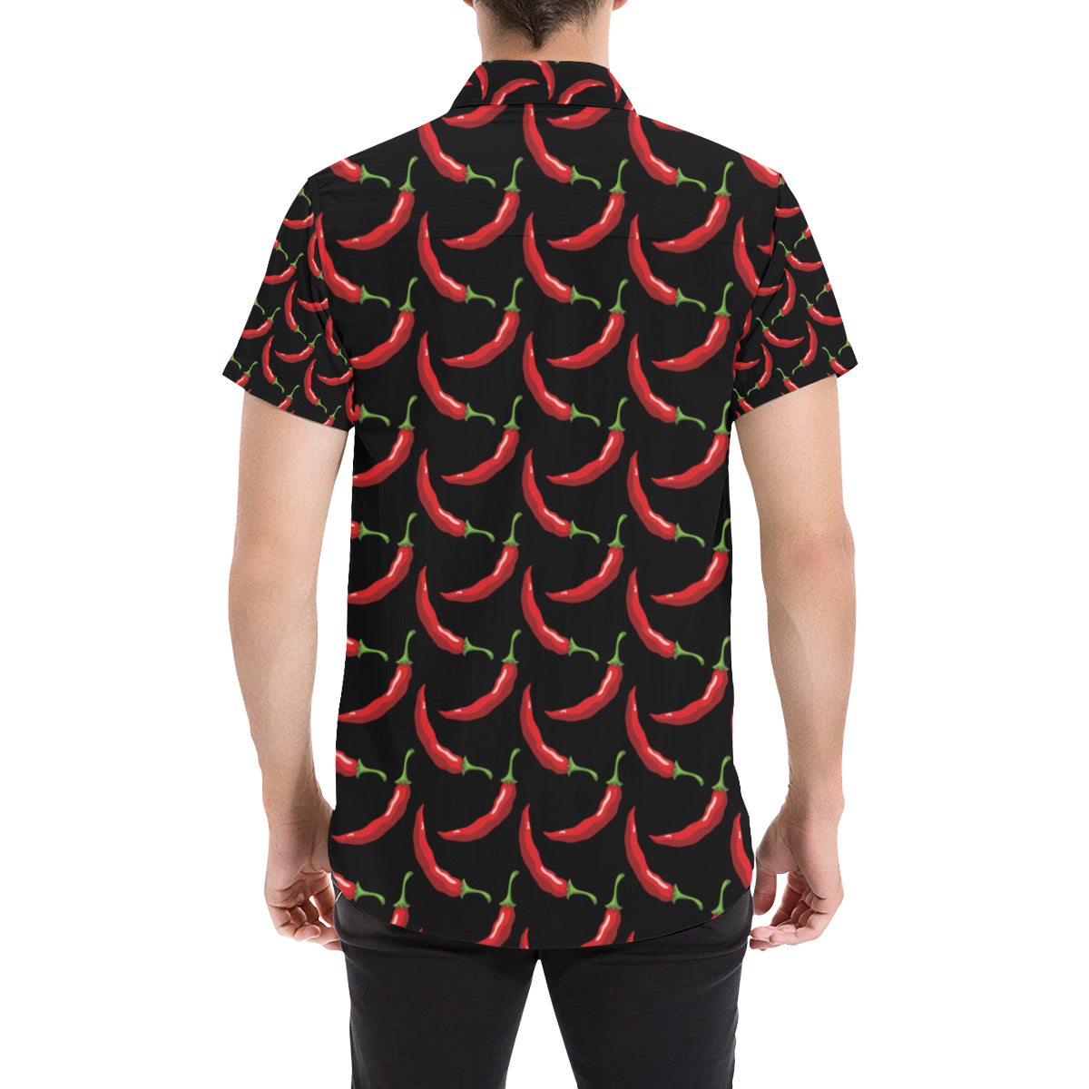 Chilli Pepper Pattern Print Design 01 Men's Short Sleeve Button Up Shirt