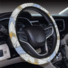 Lotus Pattern Print Design 04 Steering Wheel Cover with Elastic Edge