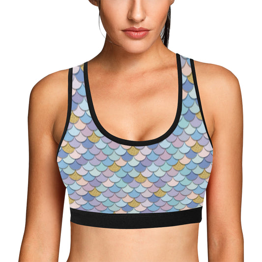 Mermaid Scales Pattern Print Design 05 Sports Bra