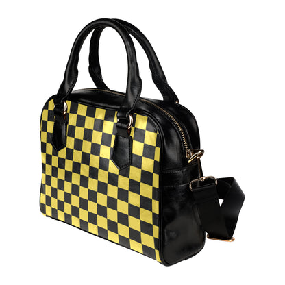 Checkered Yellow Pattern Print Design 03 Shoulder Handbag