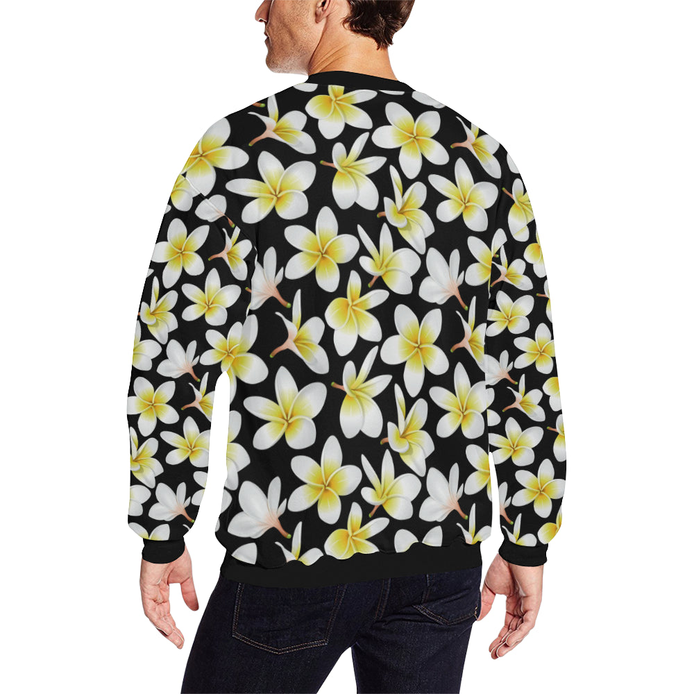 Yellow Plumeria Hawaiian Flowers Men Long Sleeve Sweatshirt