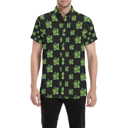Cabbage Pattern Print Design 03 Men's Short Sleeve Button Up Shirt