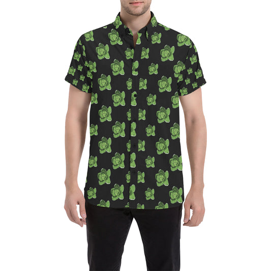 Cabbage Pattern Print Design 03 Men's Short Sleeve Button Up Shirt