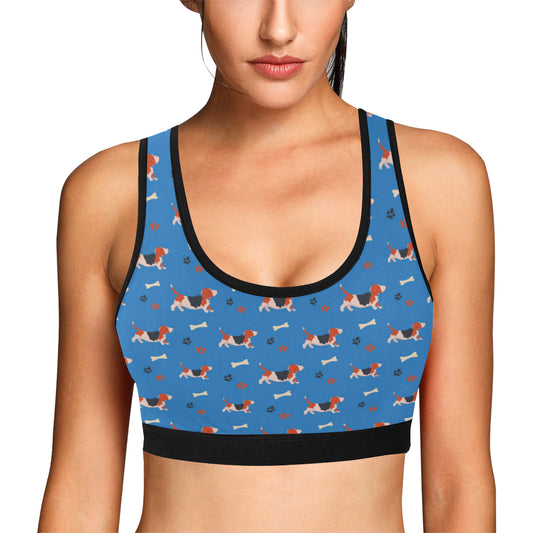 Basset Hound Pattern Print Design 02 Sports Bra