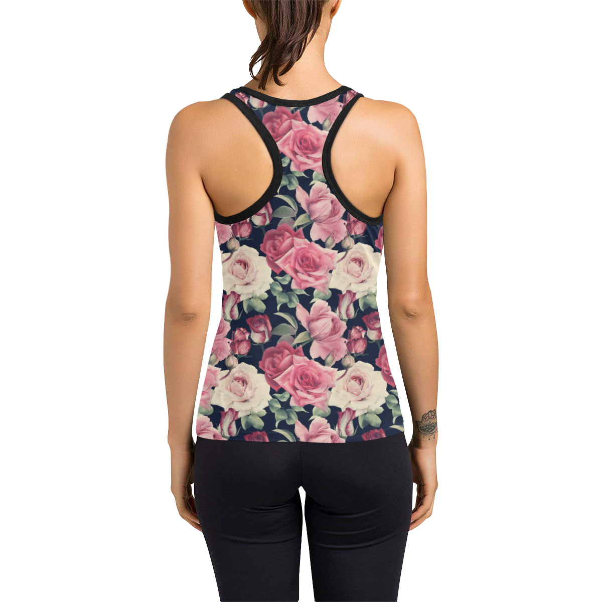 Rose Pattern Print Design RO05 Women's Racerback Tank Top