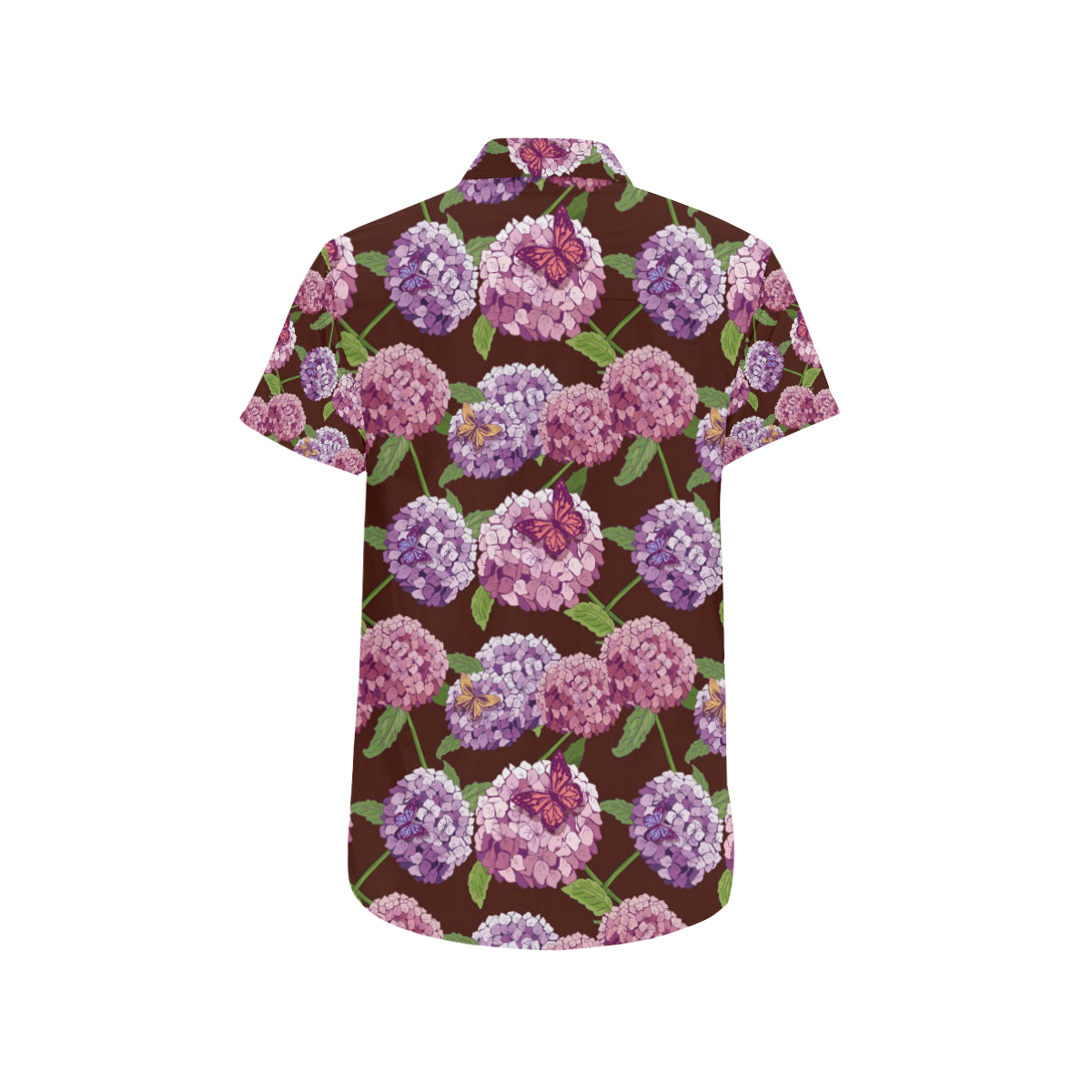 Hydrangea Pattern Print Design HD08 Men's Short Sleeve Button Up Shirt