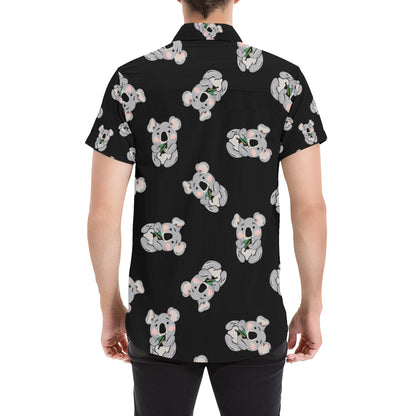 Koala Pattern Print Design 05 Men's Short Sleeve Button Up Shirt