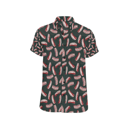 Bacon Pattern Print Design 02 Men's Short Sleeve Button Up Shirt