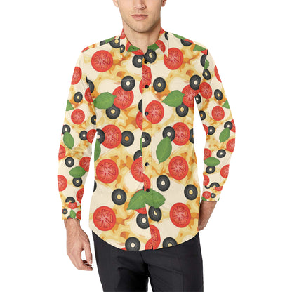 Pizza Pattern Print Design A05 Men's Long Sleeve Shirt