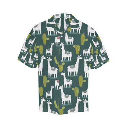 Llama Cactus Pattern Print Design 02 Men's Hawaiian Shirt