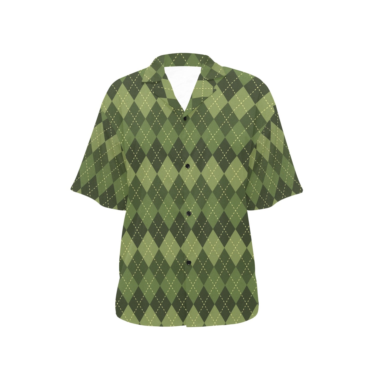 Argyle Green Pattern Print Design 01 Women's Hawaiian Shirt