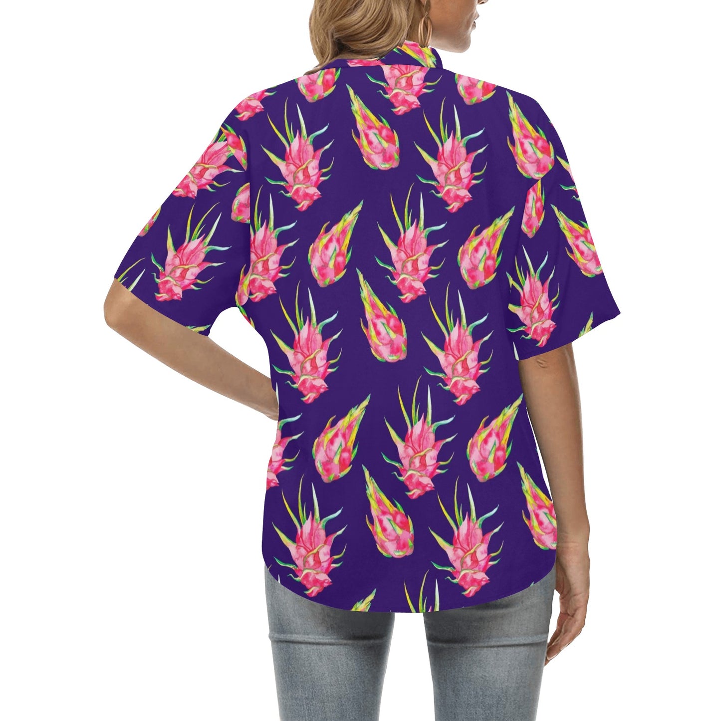 Dragonfruit Pattern Print Design DF02 Women's Hawaiian Shirt