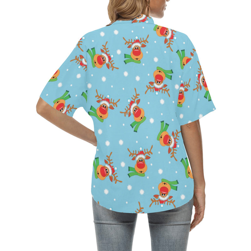 Reindeer cute Pattern Print Design 02 Women's Hawaiian Shirt