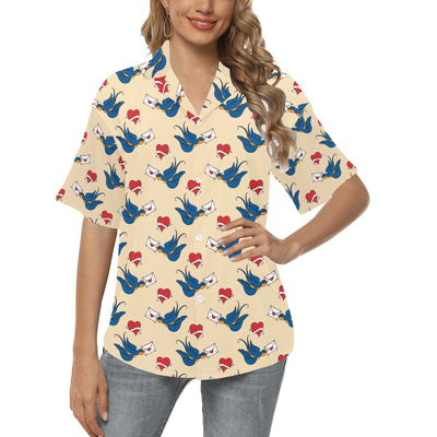 Swallow Bird Pattern Print Design 05 Women's Hawaiian Shirt