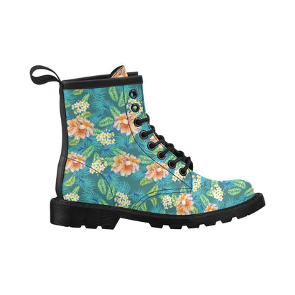 Plumeria Tropical Flower Design Print Women's Boots