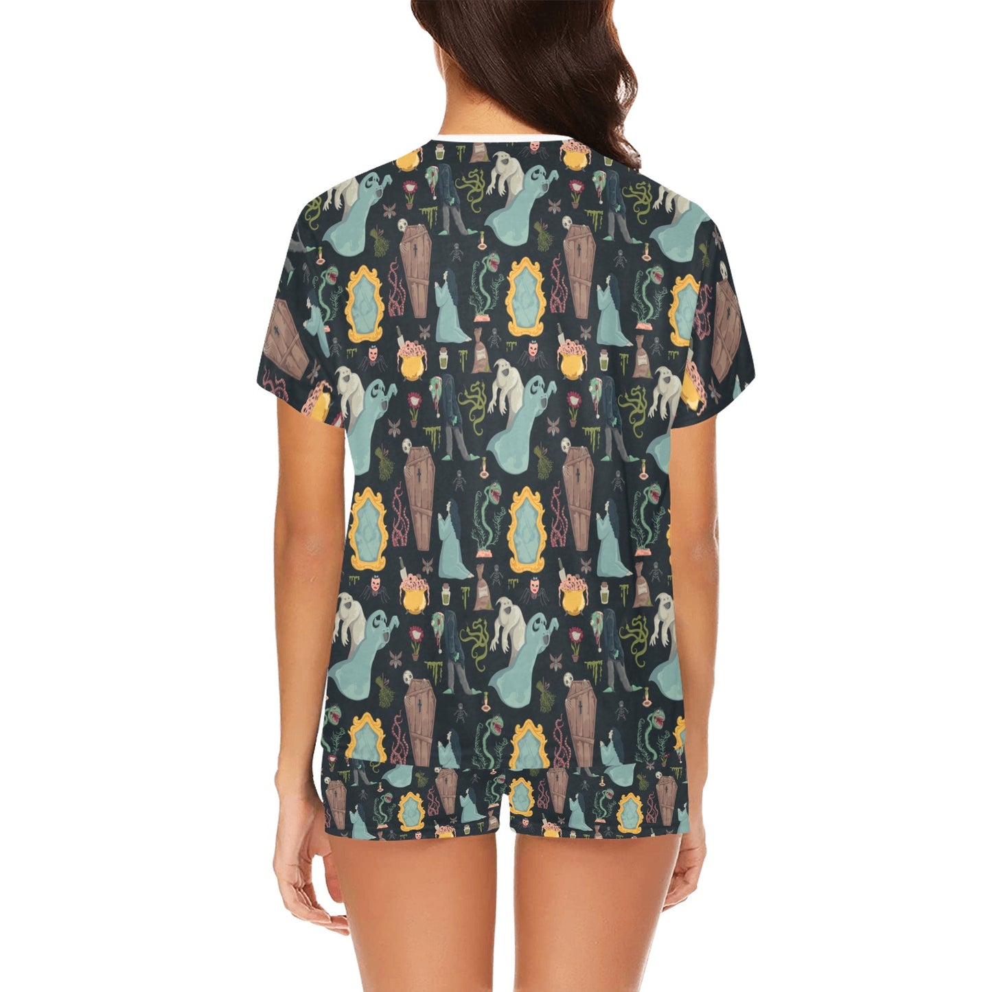 Creepy Print Design LKS303 Women's Short Pajama Set