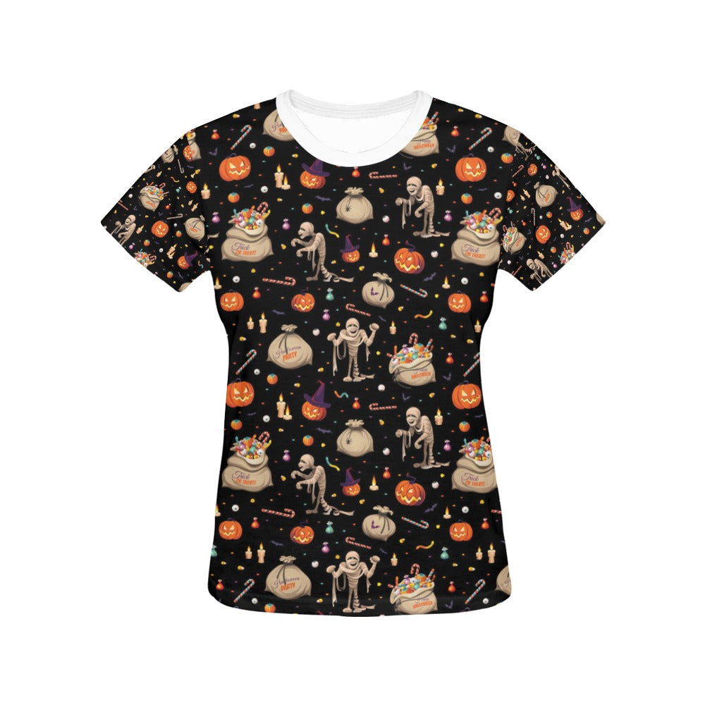 Mummy Halloween Print Design LKS303 Women's  T-shirt