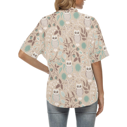 Owl Pattern Print Design A02 Women's Hawaiian Shirt