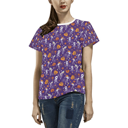 Skeleton Halloween Dance Print Design LKS304 Women's  T-shirt