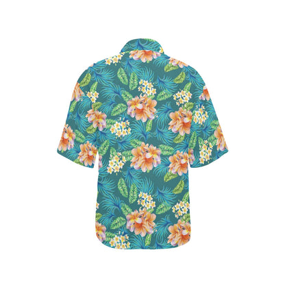 Plumeria Tropical Flower Design Print Women's Hawaiian Shirt