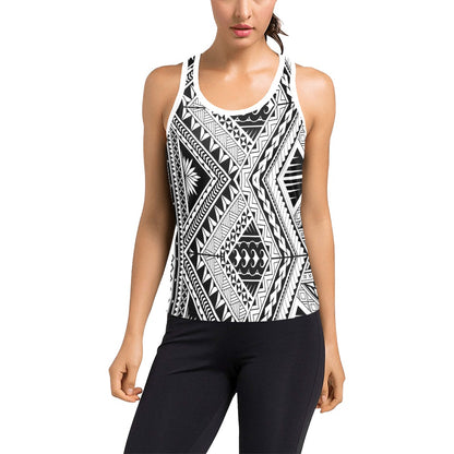 Samoan Tattoo Style Print Design LKS307 Women's Racerback Tank Top