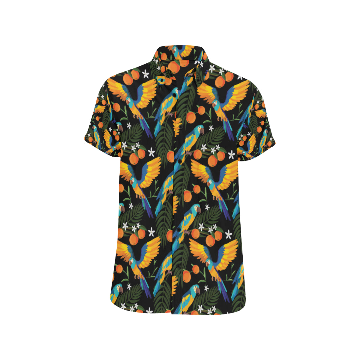 Macaw Pattern Print Design 03 Men's Short Sleeve Button Up Shirt