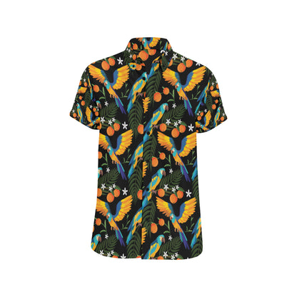 Macaw Pattern Print Design 03 Men's Short Sleeve Button Up Shirt