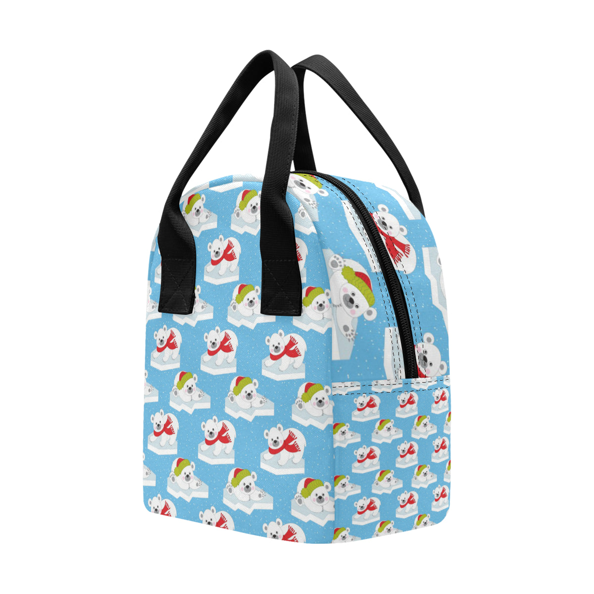 Polar Bear Pattern Print Design PB06 Insulated Lunch Bag